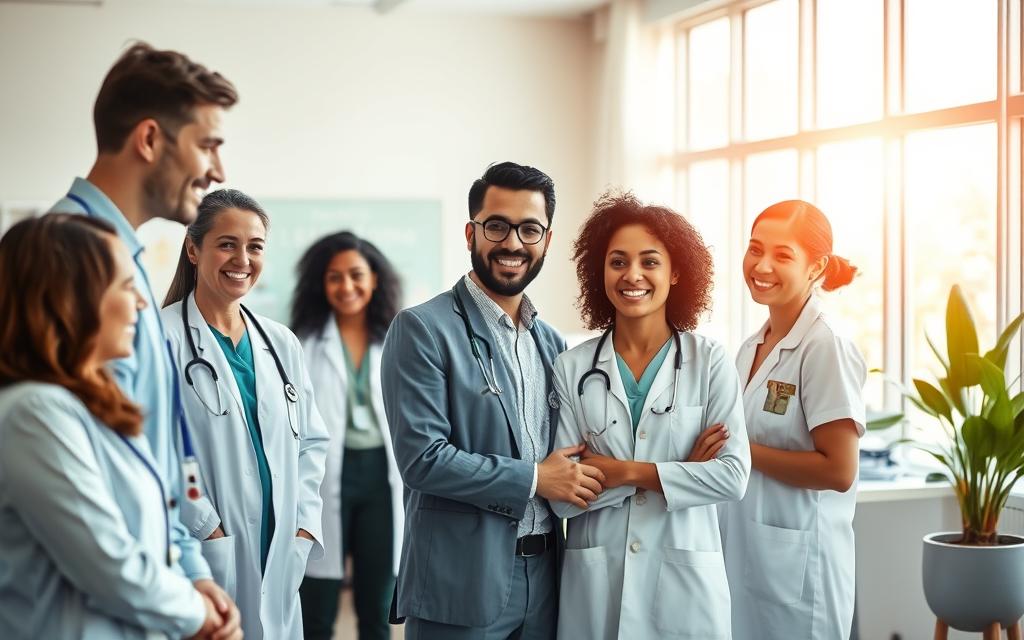 A serene and inviting healthcare setting that emphasizes the theme of health prevention. In the foreground, a diverse group of professionals, including a doctor and a nurse, are engaged in a conversation with a smiling patient, all wearing professional attire, conveying trust and collaboration. In the middle ground, a well-organized consultation room is visible with health posters, a desk with medical tools, and a potted plant, suggesting a positive atmosphere. In the background, soft natural light filters through large windows, illuminating the space and creating a warm, welcoming mood. The scene should evoke a sense of hope and proactive health management, highlighting the importance of preventive care in reducing healthcare costs. Use a soft focus lens effect for a gentle look. A serene and inviting healthcare setting that emphasizes the theme of health prevention. In the foreground, a diverse group of professionals, including a doctor and a nurse, are engaged in a conversation with a smiling patient, all wearing professional attire, conveying trust and collaboration. In the middle ground, a well-organized consultation room is visible with health posters, a desk with medical tools, and a potted plant, suggesting a positive atmosphere. In the background, soft natural light filters through large windows, illuminating the space and creating a warm, welcoming mood. The scene should evoke a sense of hope and proactive health management, highlighting the importance of preventive care in reducing healthcare costs. Use a soft focus lens effect for a gentle look.