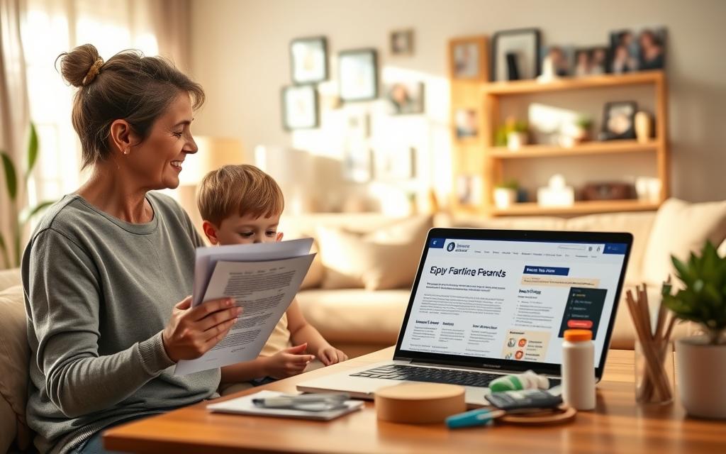 A warm and inviting scene depicting a family in a cozy home environment focused on financial support for healthcare. In the foreground, a caring parent holds a stack of medical documents, looking thoughtfully at a younger child who is playing with a toy. In the middle ground, a table is adorned with a laptop displaying financial aid resources and medical supplies. In the background, a softly lit living room with warm colors, showing a wall adorned with family photos, creating an atmosphere of hope and security. The lighting is soft and natural, simulating a sunny afternoon, captured with a gentle focus to enhance the emotional connection of the scene. The overall mood is optimistic and supportive, emphasizing the importance of financial assistance for health. A warm and inviting scene depicting a family in a cozy home environment focused on financial support for healthcare. In the foreground, a caring parent holds a stack of medical documents, looking thoughtfully at a younger child who is playing with a toy. In the middle ground, a table is adorned with a laptop displaying financial aid resources and medical supplies. In the background, a softly lit living room with warm colors, showing a wall adorned with family photos, creating an atmosphere of hope and security. The lighting is soft and natural, simulating a sunny afternoon, captured with a gentle focus to enhance the emotional connection of the scene. The overall mood is optimistic and supportive, emphasizing the importance of financial assistance for health.